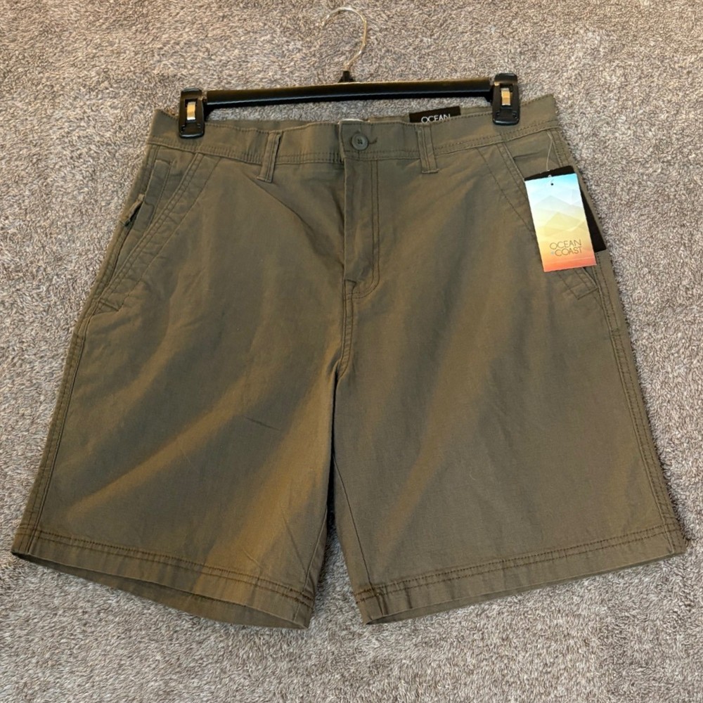 Ocean + Coast Men's Khaki Shorts Size 32 Cotton Spandex Blend New With Tags