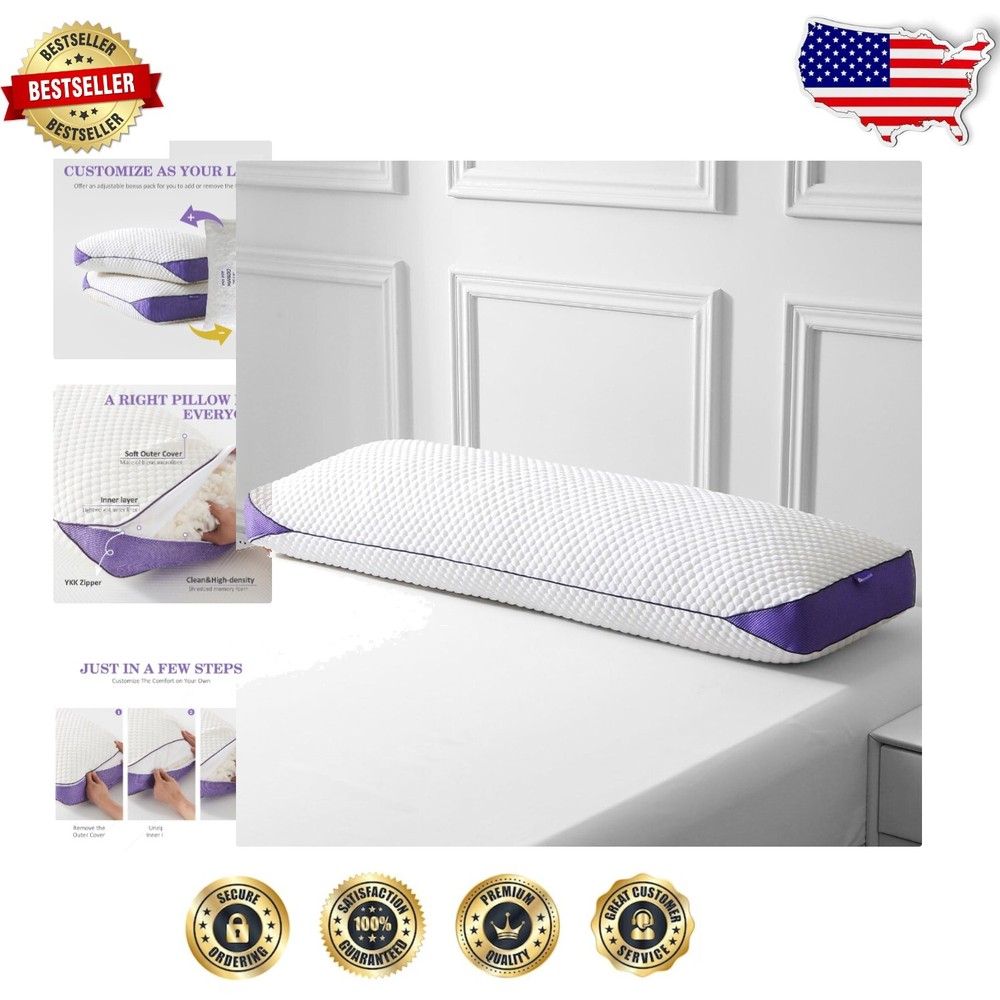 Breathable Adjustable Body Pillow - Medium Firmness for All Sleep Styles