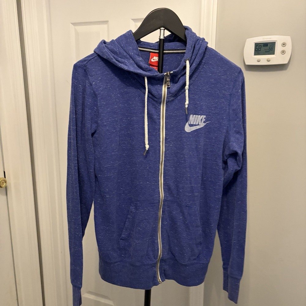 Nike Gym Vintage Hoodie Women Large Blue Heathered Loungewear Athleisure Retro