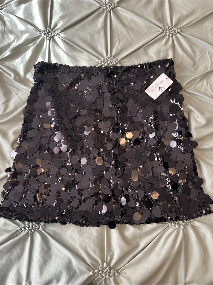 Windsor Black Sequins Skirt Size Large Stretch Material #374