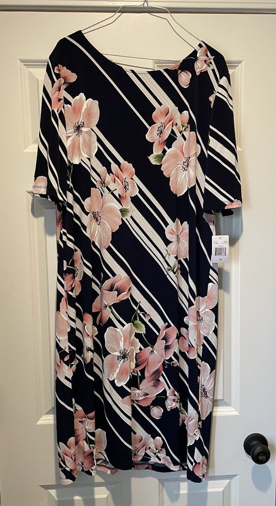 RNStudio by Ronni Nicole NWT Women's Midi Dress Navy Pink White Floral Size 18