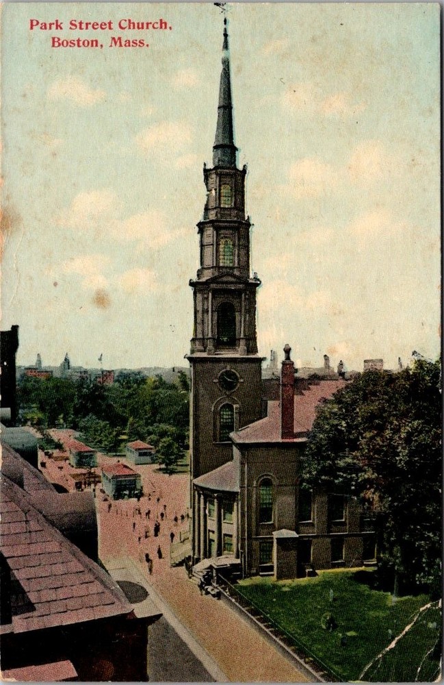 Antique Postcard Park Street Church Building Religious Boston Mass MA Circa 1910