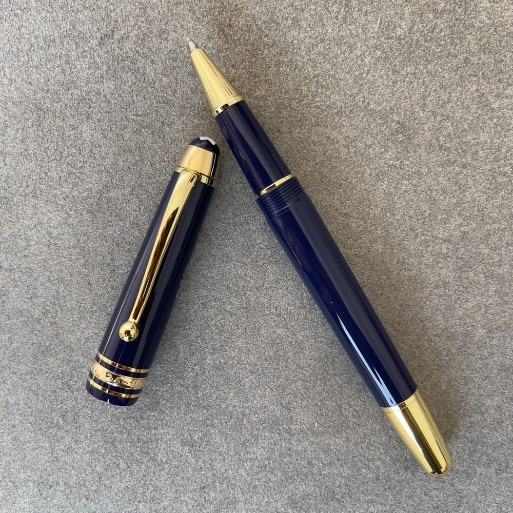 Deluxe Centenary Resin Series Deep Blue - Gold Color 0.7mm Rollerball Pen No Box