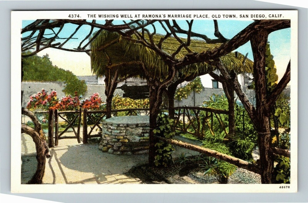 San Diego CA-California, Wishing Well Ramona's Marriage Place Vintage Postcard