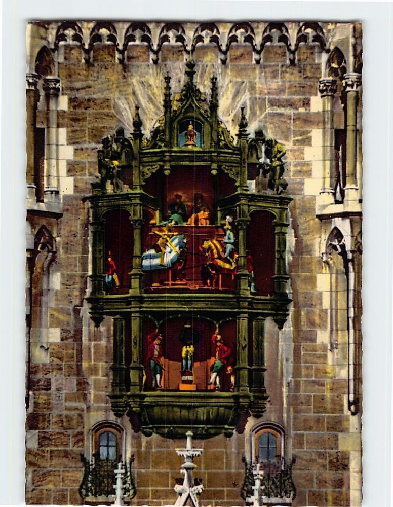 Postcard The carillon of the town halls tower Munich Germany