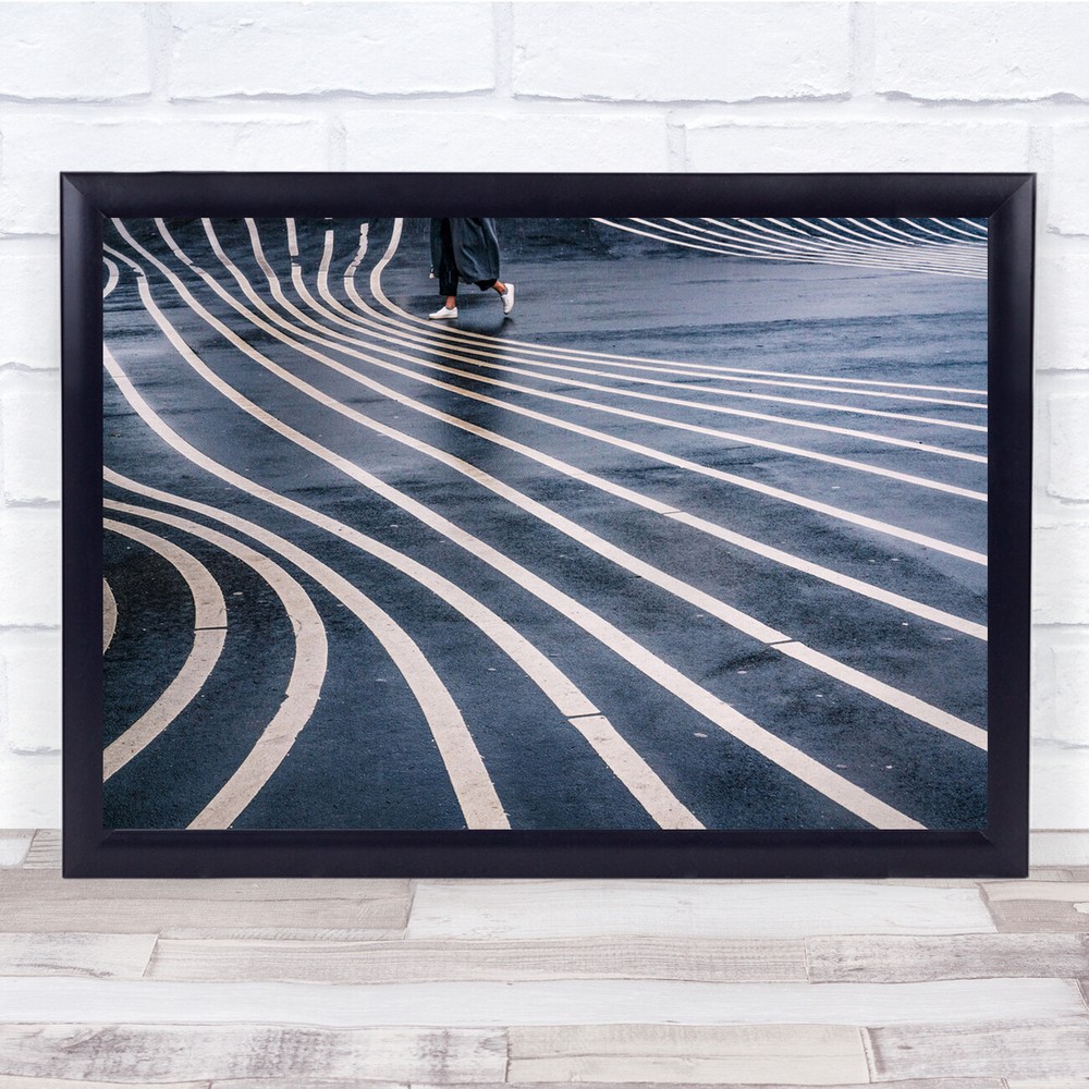 Copenhagen Rain Walking Structure Lines Street Wall Art Print