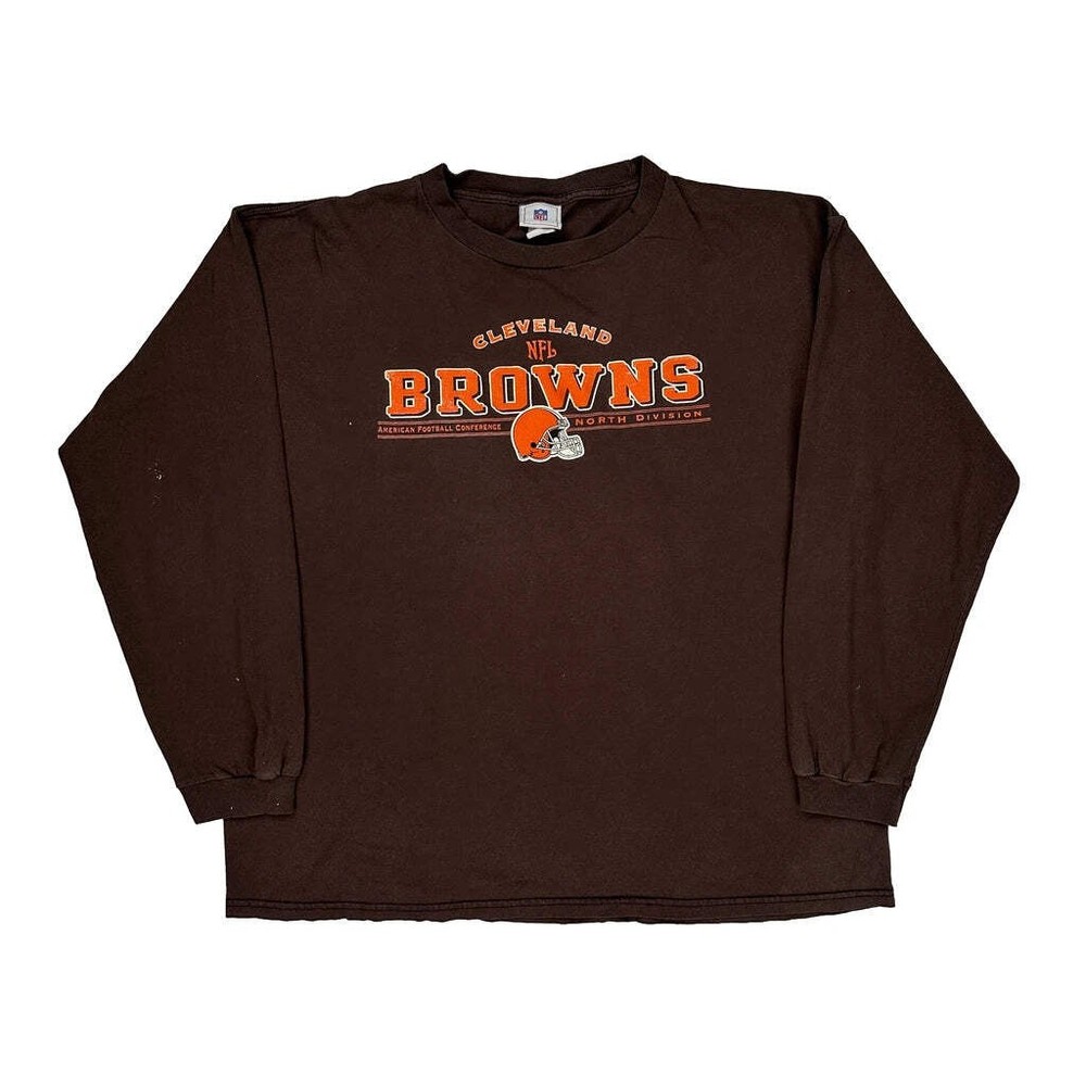 Cleveland Browns Nfl Football Long Sleeve T-Shirt - XL Brown Cotton
