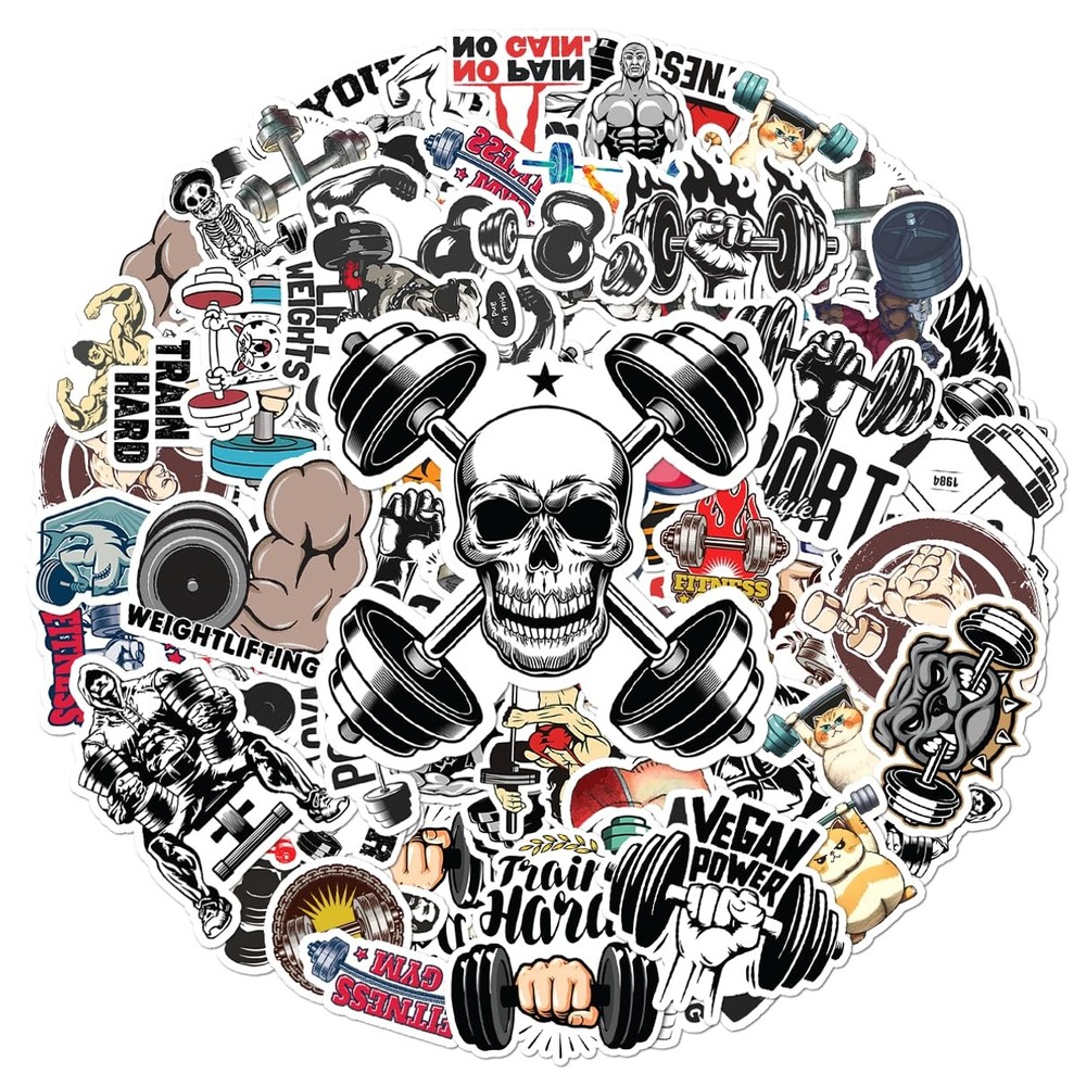 Weightlifting Gym Fitness Stickers Pack 50Pcs Vinyl Waterproof Durable Decals...