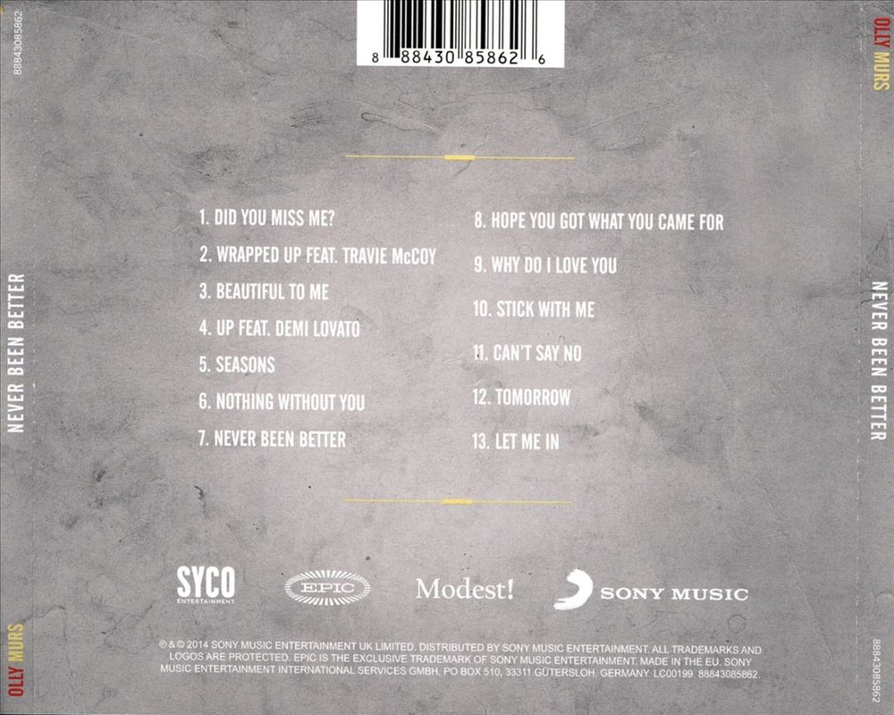Olly Murs - Never Been Better New Cd