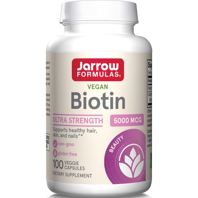 Jarrow Formulas, Inc. Vegan Biotin Ultra Strength 5,000 mcg 100 Veg Caps