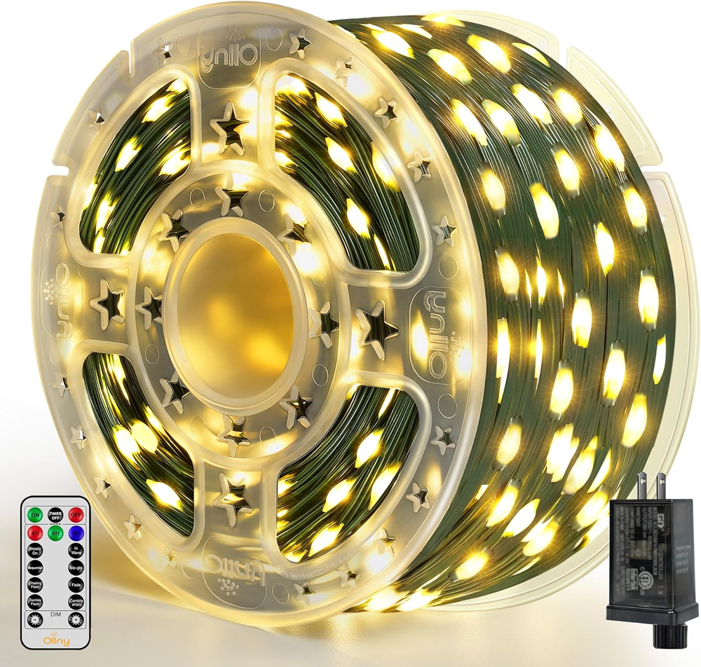 800 LED 262 FT Outdoor Christmas Lights with Green Wire IP67 Waterproof Plug-In