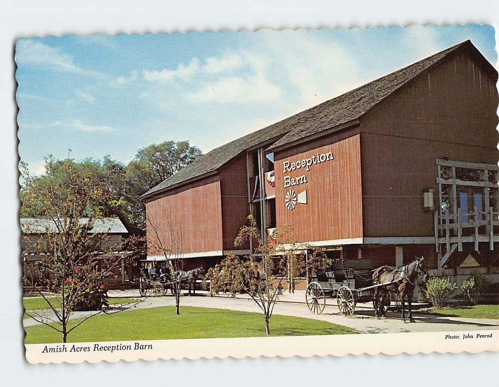 Postcard Amish Acres Reception Barn Nappanee Indiana USA