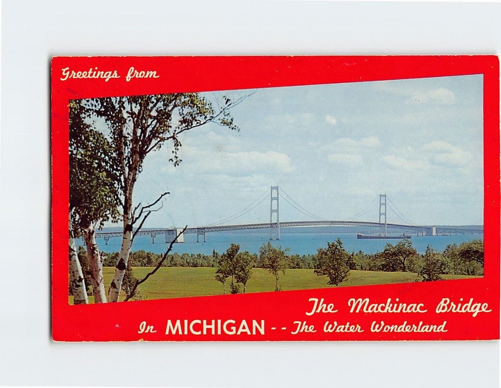 Postcard The Mackinac Bridge Michigan The Water Wonderland  USA