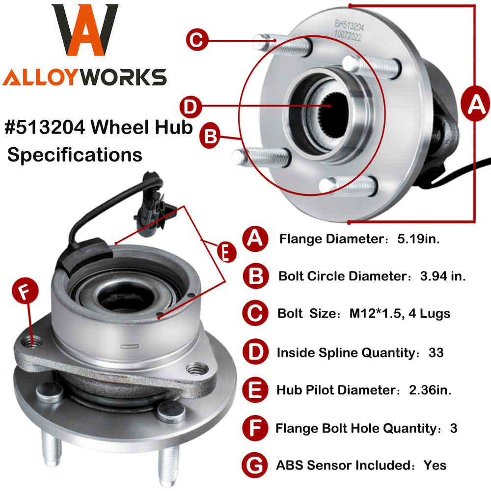 Front Wheel Hub Bearing 4Lug For Chevy Cobalt Saturn Ion Pontiac G5 ABS