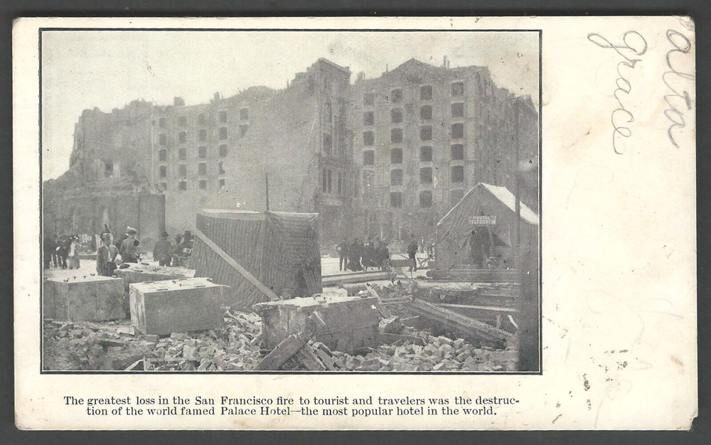 EARTHQUAKE SAN FRANCISCO 1906 Palace Hotel RIEGER Undivided Back Postcard