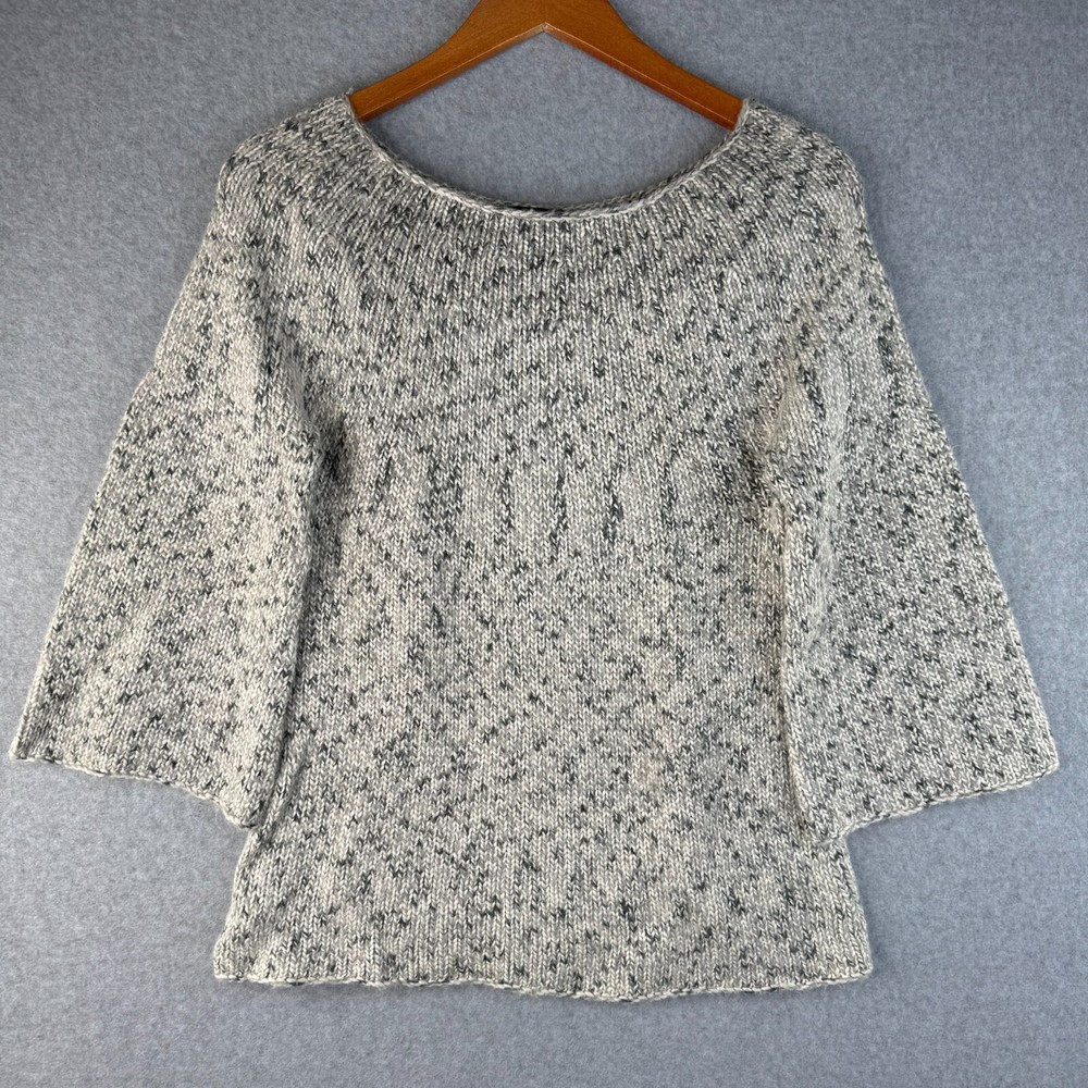 Y2K BCBG Grey Chunky Knit  Pullover Wool Sweater Size M Cottage Core Cozy Size M