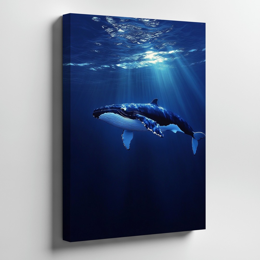 Underwater Humpback Whale Canvas Wall Art Ocean Animal Marine Life Decor Print