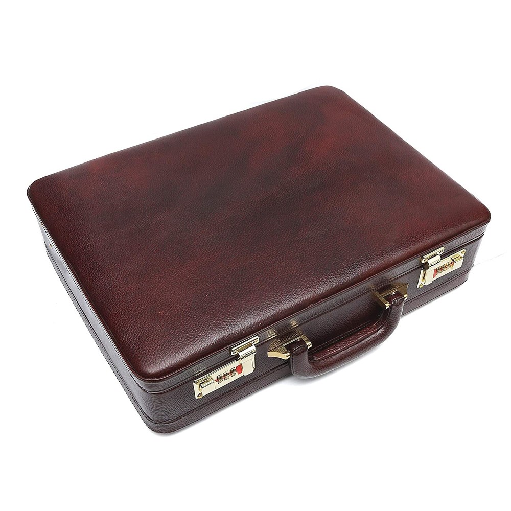 Expandable Leather Executive Briefcase with Combination Lock – Men's Laptop Bag