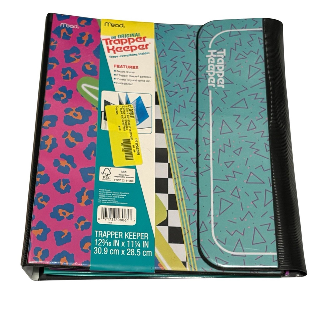 Mead Retro 80s Style Trapper Keeper Folder Notebook 3-ring Binder - 2021 New