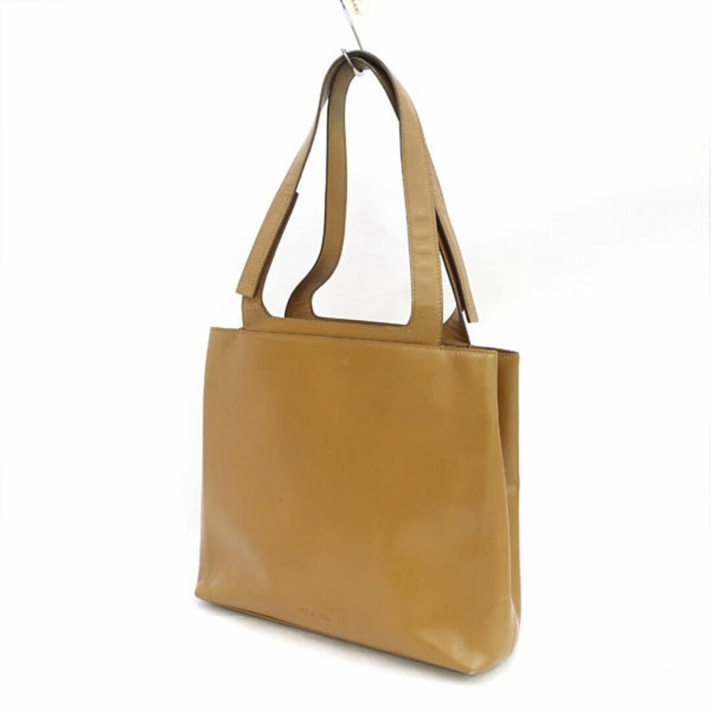 RARE PRADA PRADA Tote Handbag Semi Shoulder Leather Light Brown Bag BAG Brand Us