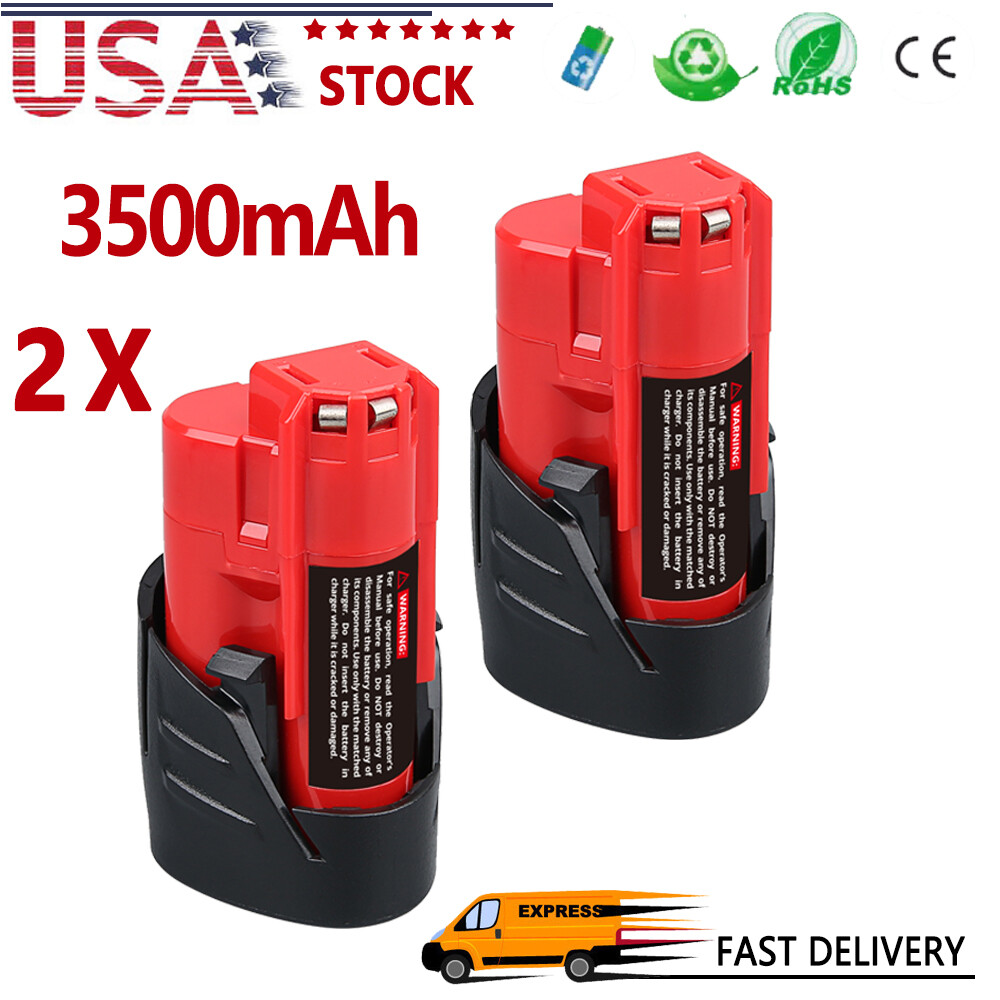 2-Pack Milwaukee M12 12V 3.5Ah RED LITHIUM Battery 48-11-2430 for Enhanced Power