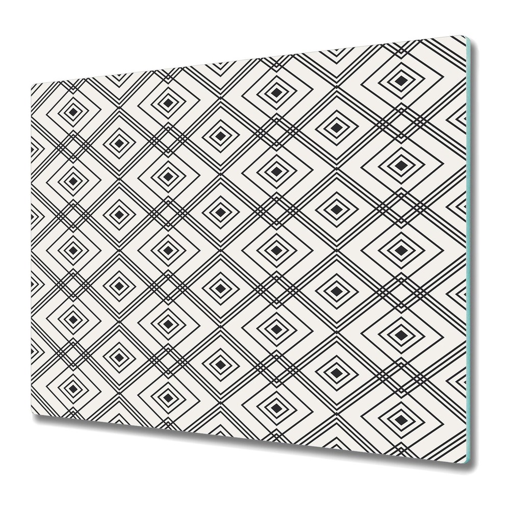 Glass Induction Ceramic Hob Cover Geometric white and black photo 60x52