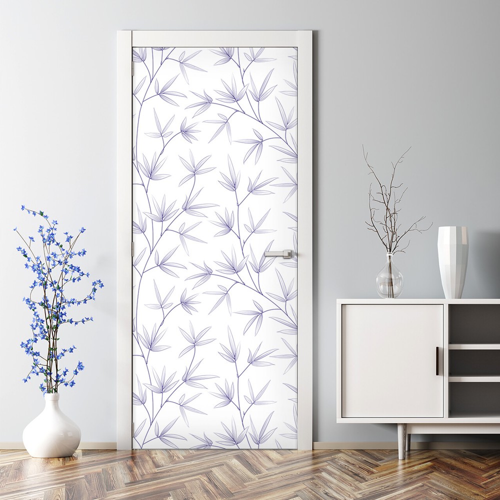 Leaf wall art Bubble Free Door sticker Leaves Decal Leaf Pastel Modern art