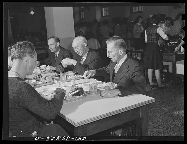 Photo:Washington DC Woodrow Wilson High School Faculty Cafeteria Men 1943