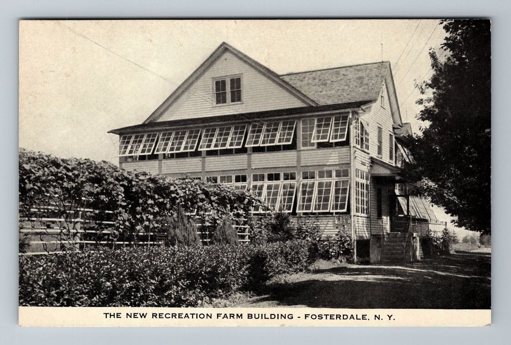 Fosterdale NY-New York, New Recreation Farm Building, c1941 Vintage Postcard