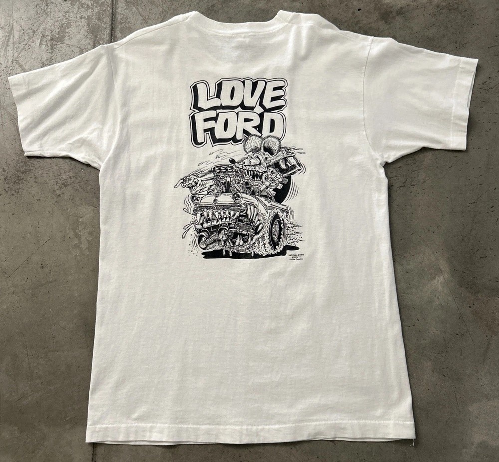 Vintage 90s Rat Fink Love Ford Shirt Large RARE Ed Roth Hot Rod Drag Racing 1993