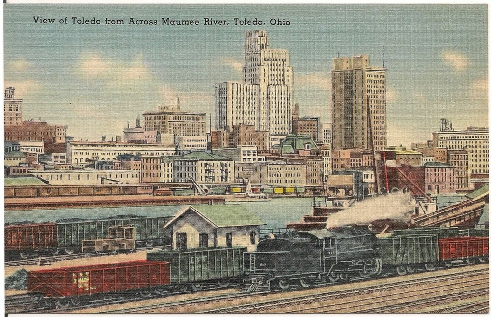 View of Toledo From Across Maumee River, Toledo OH Postcard