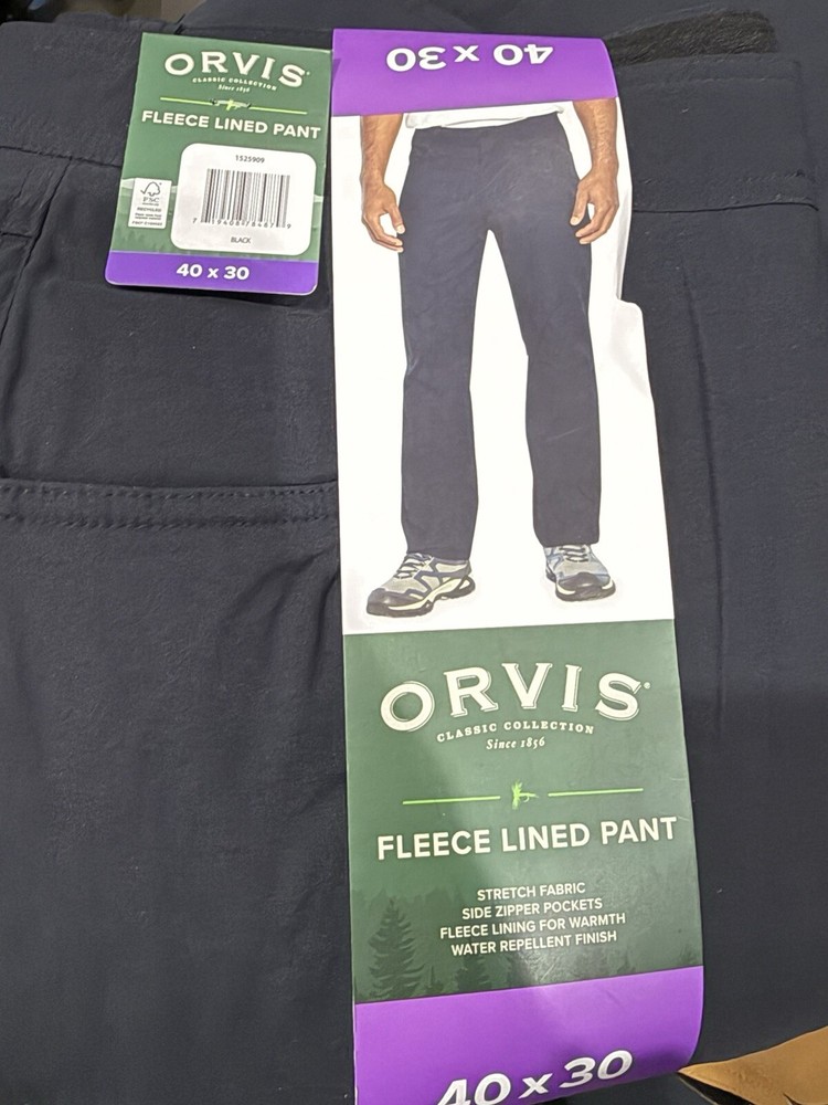 Orvis Men’s Fleece Lined Pant Stretch Fabric Water Resistant RG Fit W40L30