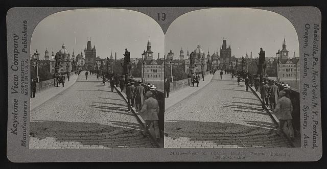 Photo:West on Charles Bridge, Prague, Bohemia, Czechoslovakia