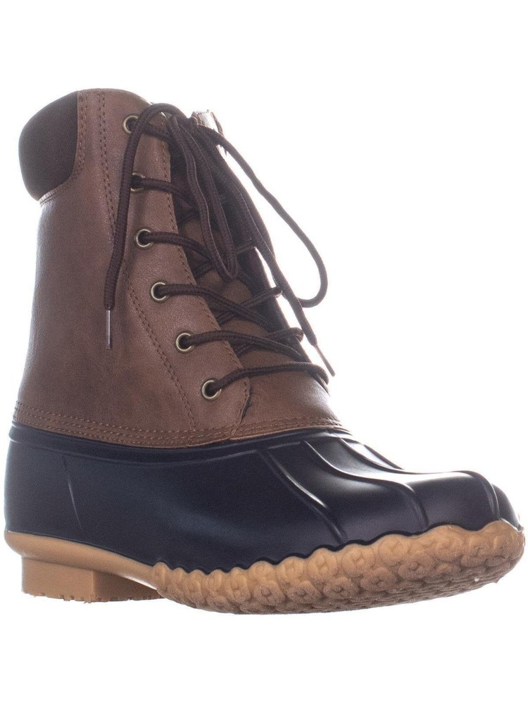 Vintage Navy Adam Round Toe Duck Boots for Men Block Heel Weatherproof Size 8 M