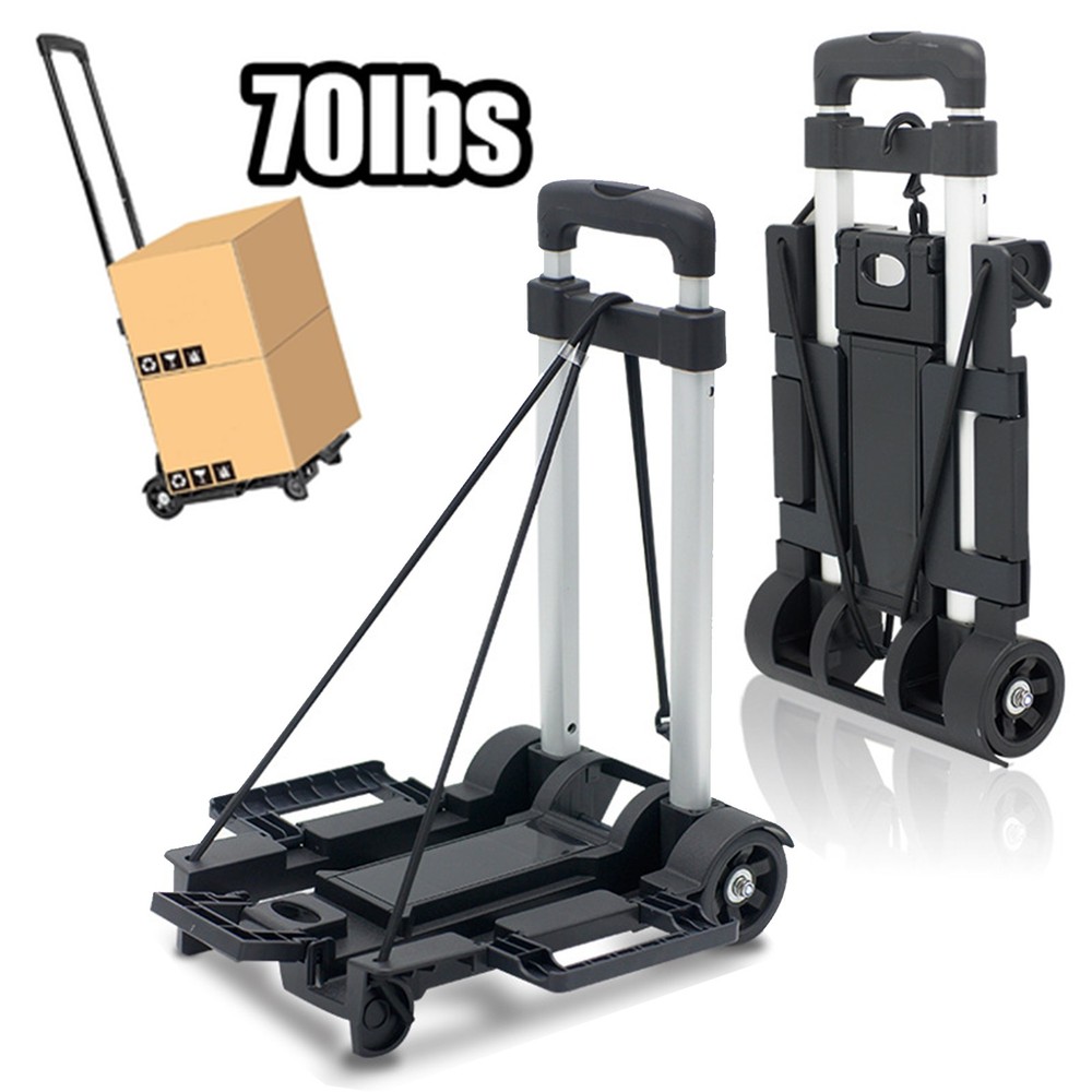 Folding Luggage Cart with Expandable Chassis 2 Wheels Folding Hand Truck Dolly