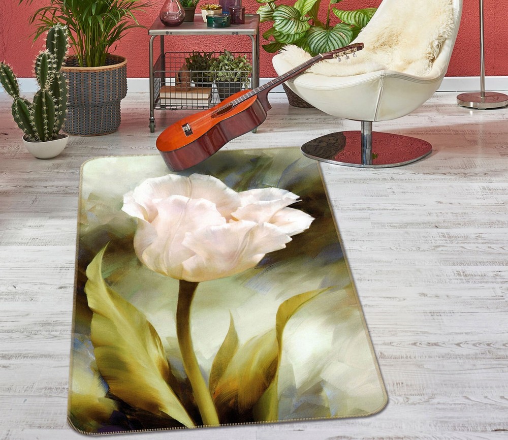 3D Weiße Blumen ZHUC242 Spiel Rutschfester Teppich Matte Foto Teppich Amy
