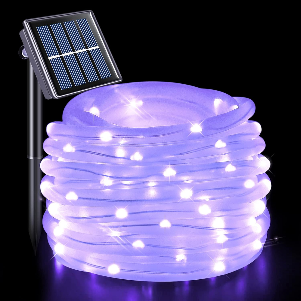 JMEXSUSS 8 Modes Solar Powered Light Rope,39.4 Ft 120 LED Outdoor Solar Rope Lig
