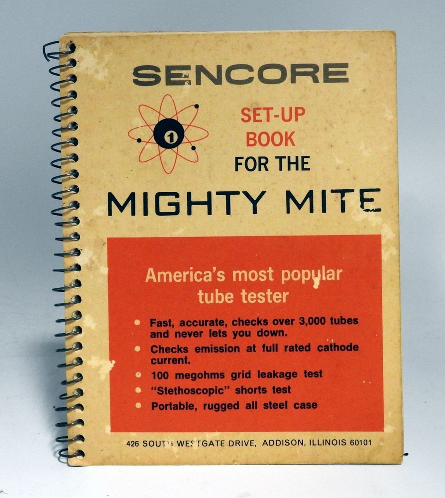 Original Spiral Bound Tube Settings Manual For Sencore Mighty Mite Tube Testers