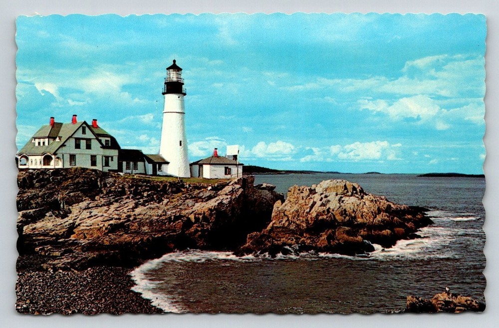 Portland Head Light Maine Lighthouse Dexter Press Vintage Postcard