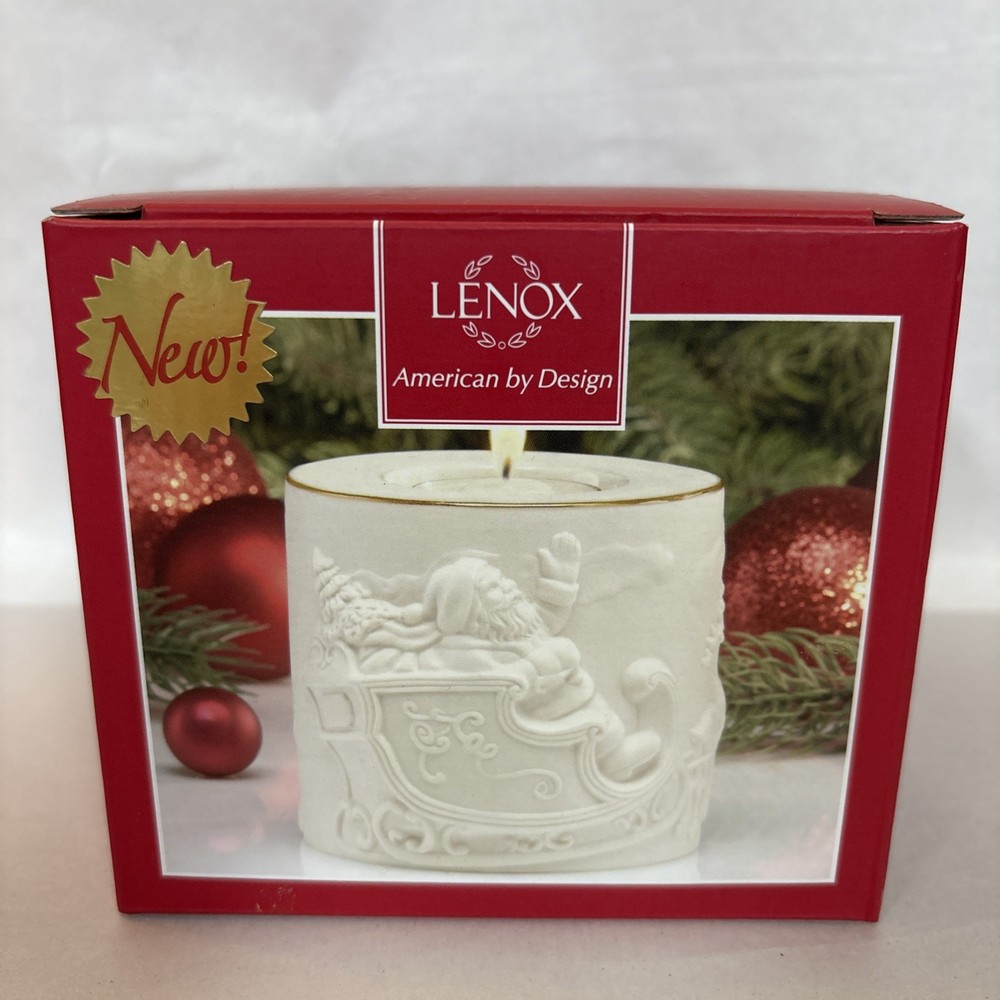 Lenox Radiant Light Santa Votive Tealight Holiday Candle Holder Ornamental