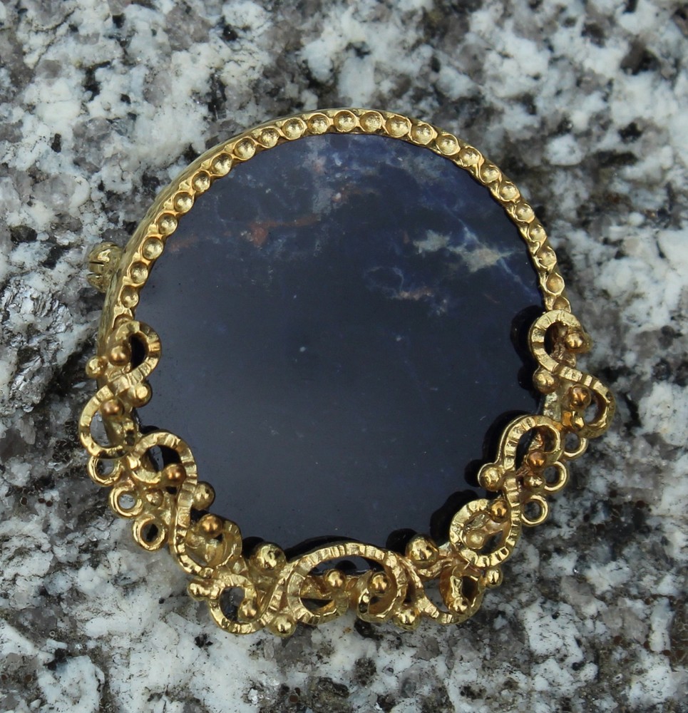 ANTIQUE Brooch 14K GOLD Pin LAPIS LAZULI Lot AH