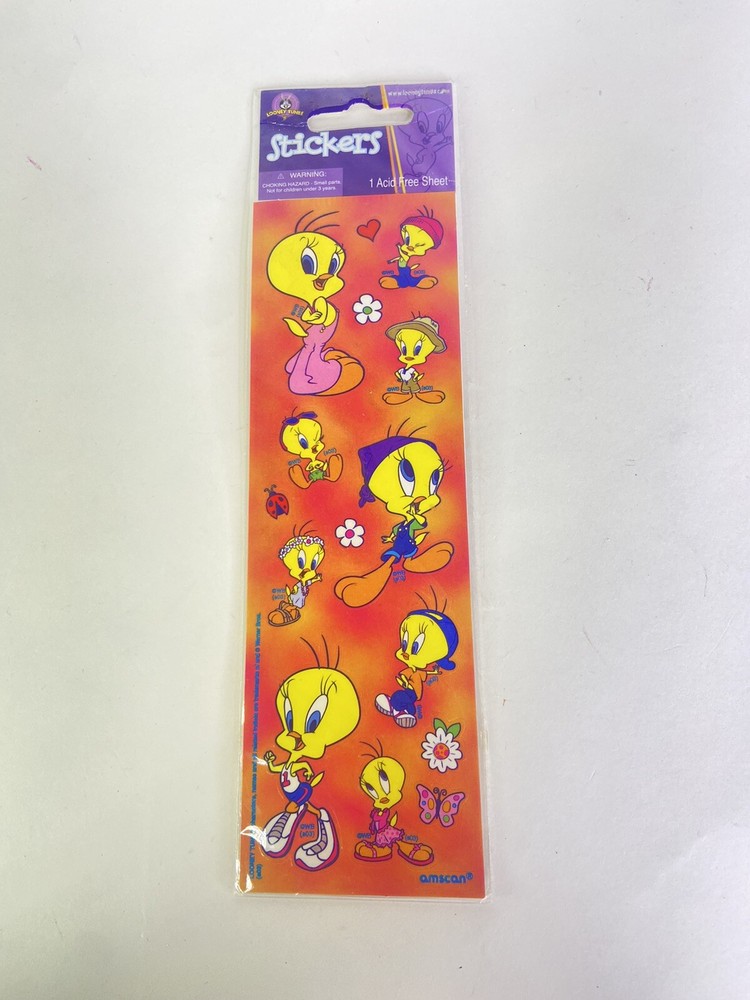 Vintage Amscan Tweety Bird Looney Tunes Acid-Free Sticker Sheet-image