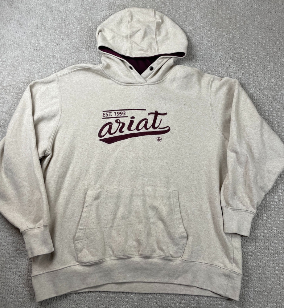 Ariat Real Hoodie Womens 2XL Purple Pullover Sweatshirt Flocked Print Western