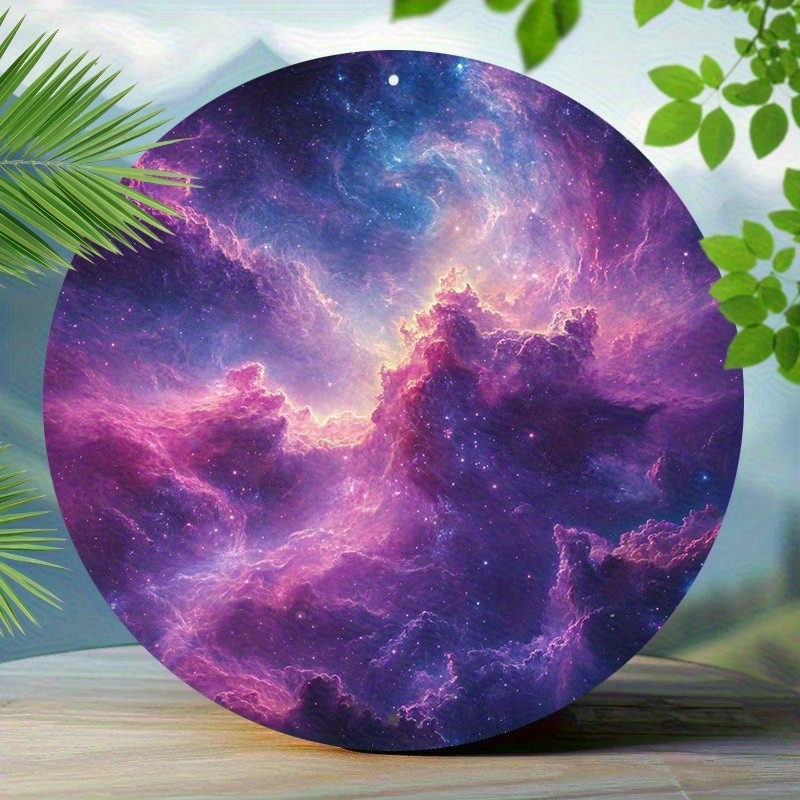 Vintage Starry Night Nebula Round Aluminum Wall Art