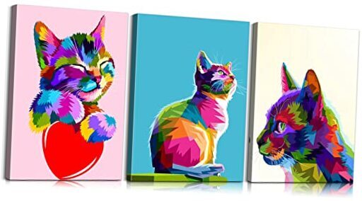 3 Pieces Cat Decor Cat Wall Art Cat Art Cat Wall Decor 16''Wx24''Hx3 Art-08