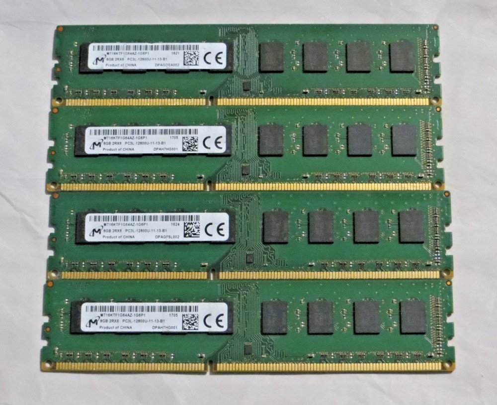 32GB Micron DDR3L 1600MHz RAM Kit (4x8GB) MT16KTF1G64AZ-1G6P1