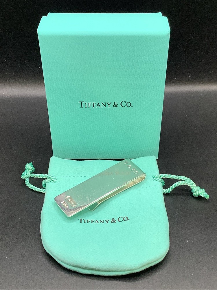 Tiffany & Co. Sterling Silver .925 1837 Collection Smooth Money Clip Box & Bag
