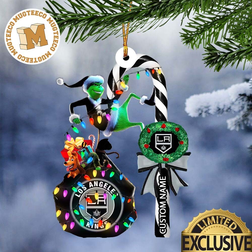 Personalized Los Angeles Team Kings Grinch Candy Cane Christmas Ornament