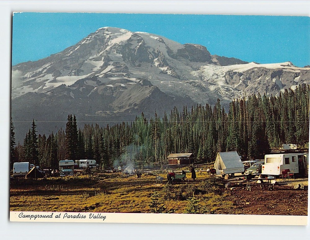 Postcard Paradise Valley Campground Mt. Rainier National Park Washington USA