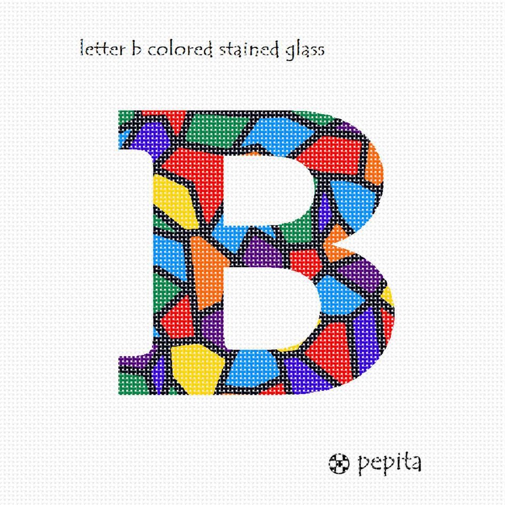Letter B Colored Stained Glass Needlepoint Kit or Canvas
